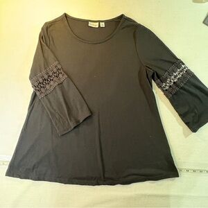 Kim Rogers Gray 3/4 Sleeve Boxy Blouse